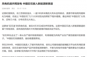 时报：风电机组并网发电 中国918博天娱乐驶入新能源新赛道